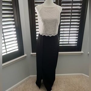 Aidan Mattox black and white long dress